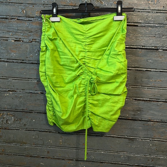 Green Linen Blend Skirt - Picture 4 of 7